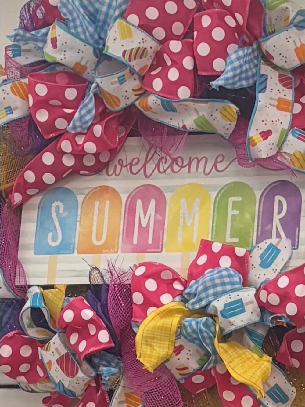 Summer Popsicle Wreath Summertime 18” Approx Beautiful Bright Colored Final Sale